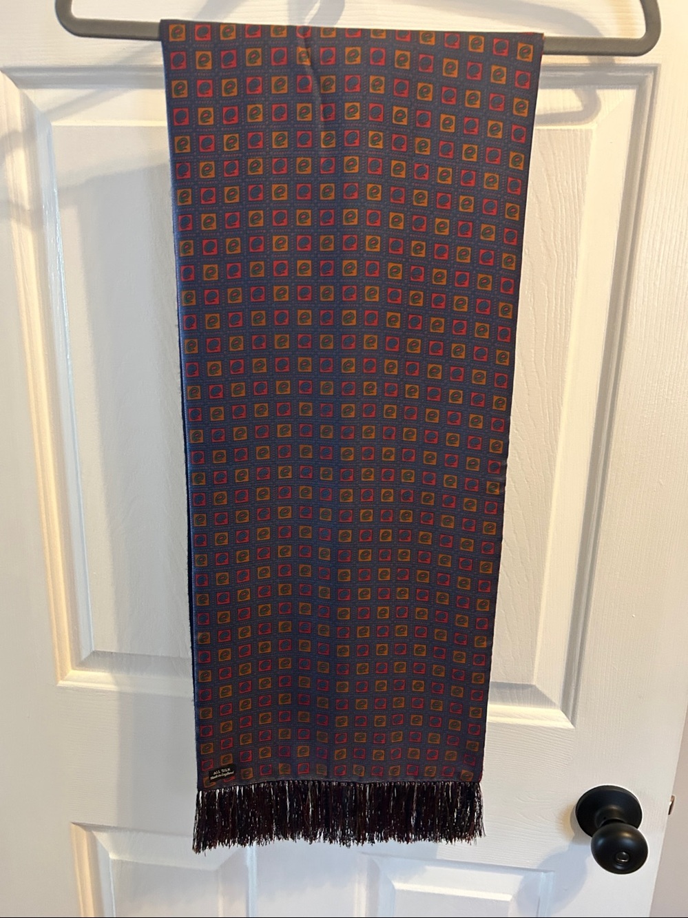 Vintage A. Sulka and Company Silk, Wool and Cashmere Patterned Scarf Silk Tassle